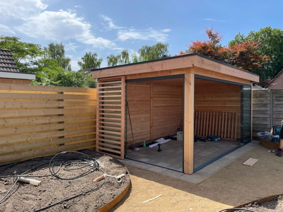 Overkapping Gendringen: Douglas Luxe met Lamellen en Glas